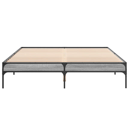 sengestel 150x200 cm konstrueret træ og metal grå sonoma-eg