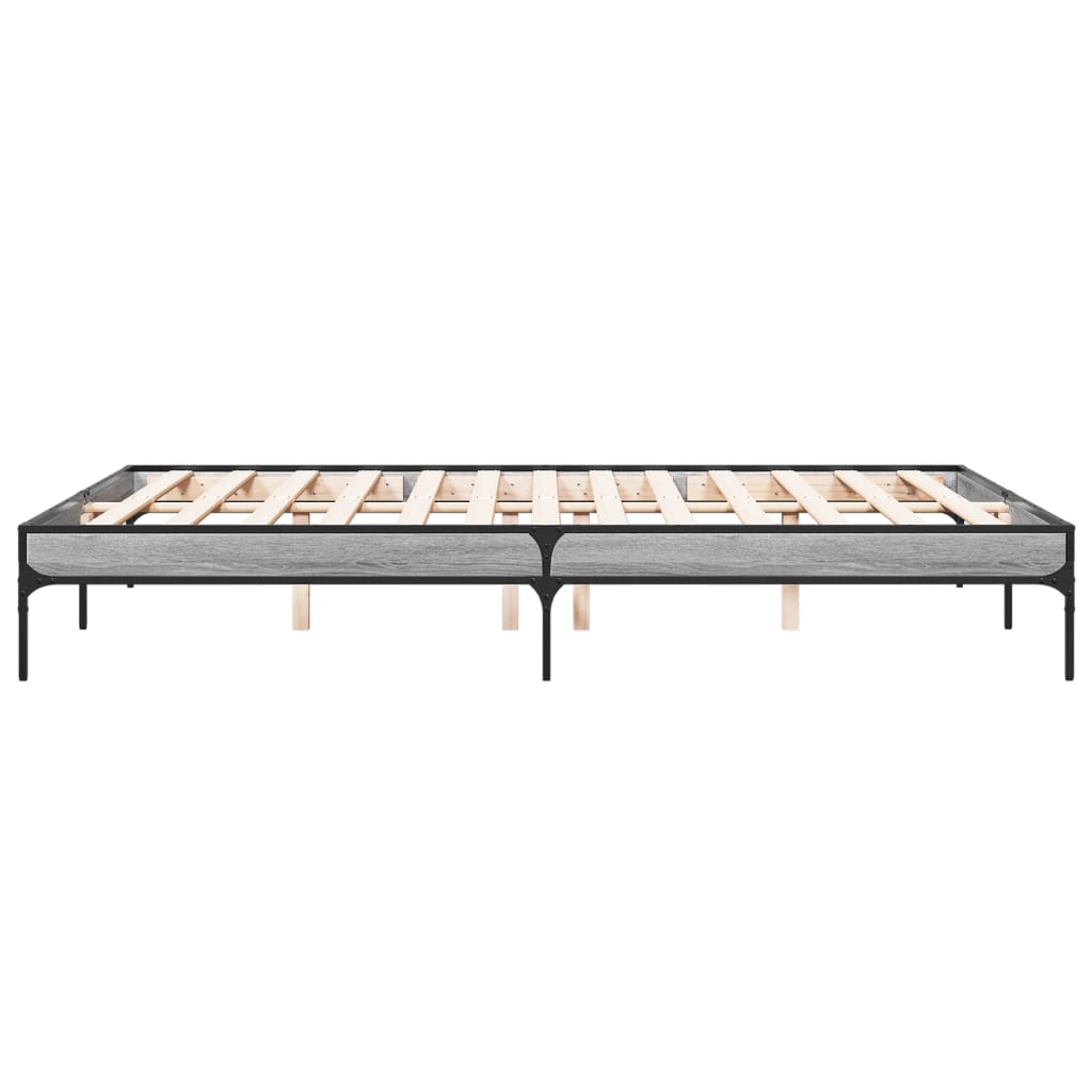 sengestel 150x200 cm konstrueret træ og metal grå sonoma-eg