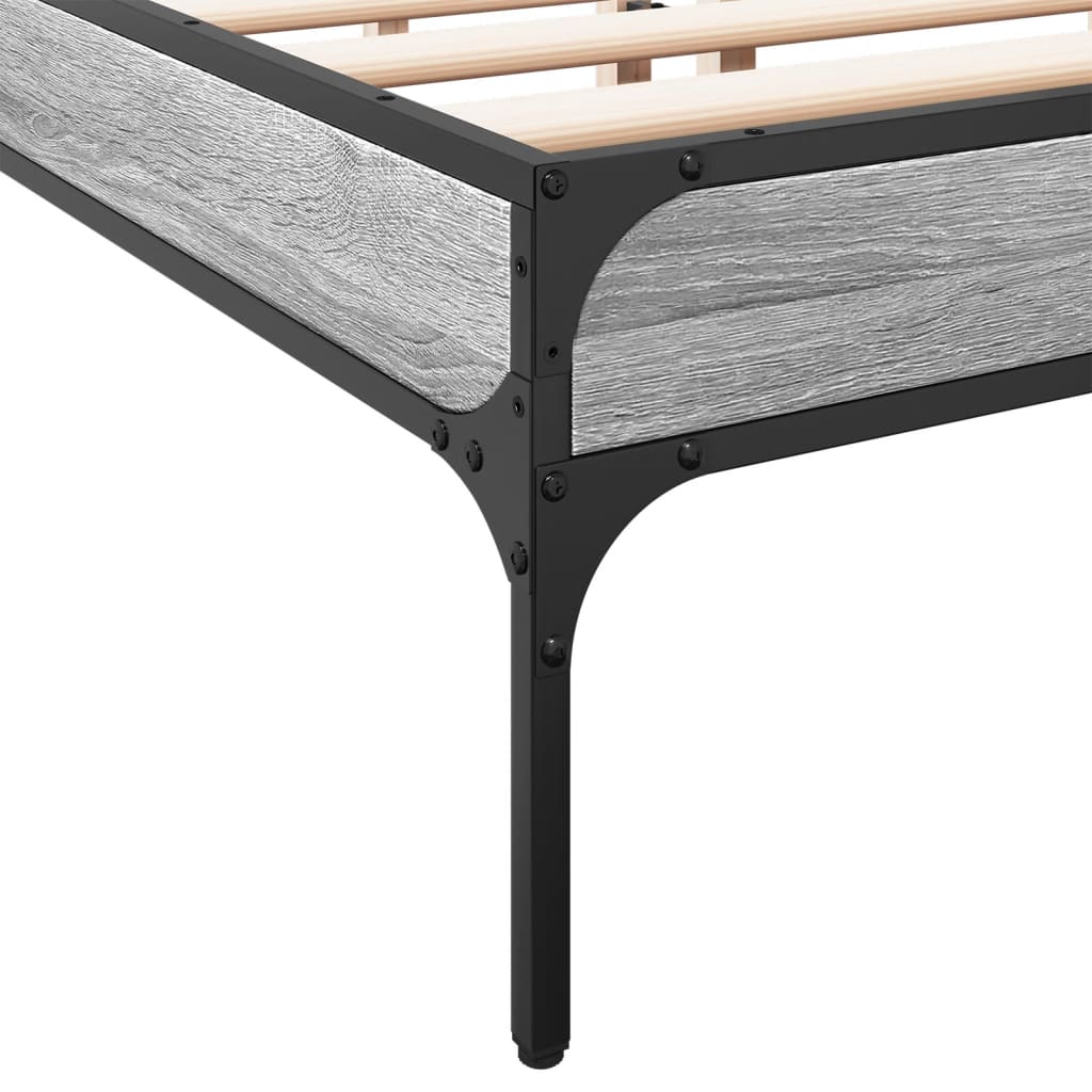 sengestel 150x200 cm konstrueret træ og metal grå sonoma-eg