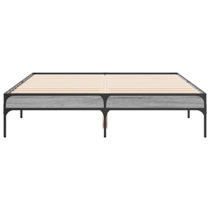 sengestel 120x200 cm konstrueret træ og metal grå sonoma-eg