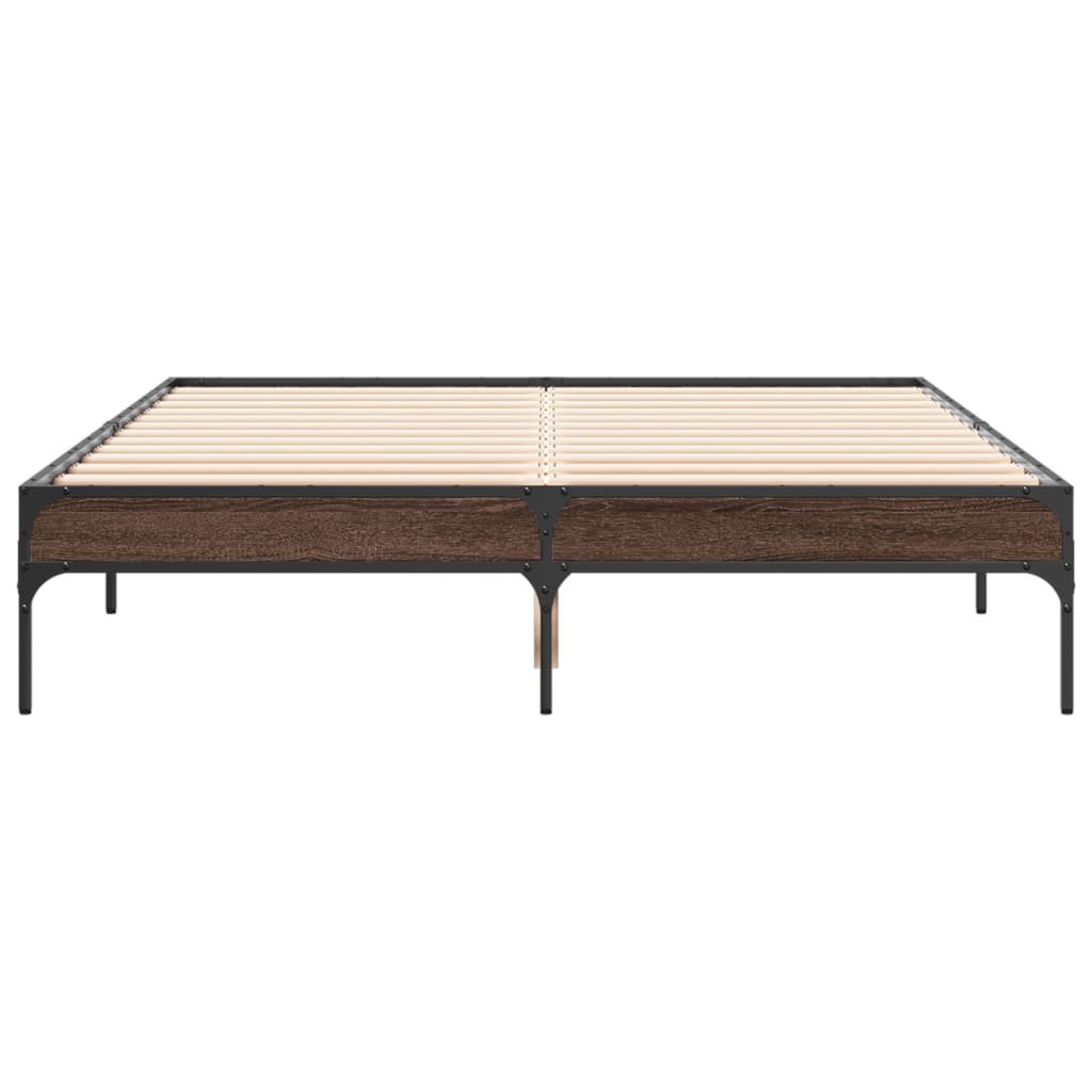 sengestel 120x200 cm konstrueret træ og metal brun egetræ