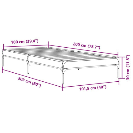 sengeramme 100x200 cm konstrueret træ og metal sort