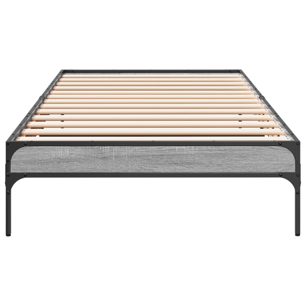 sengeramme 100x200 cm konstrueret træ og metal grå sonoma-eg