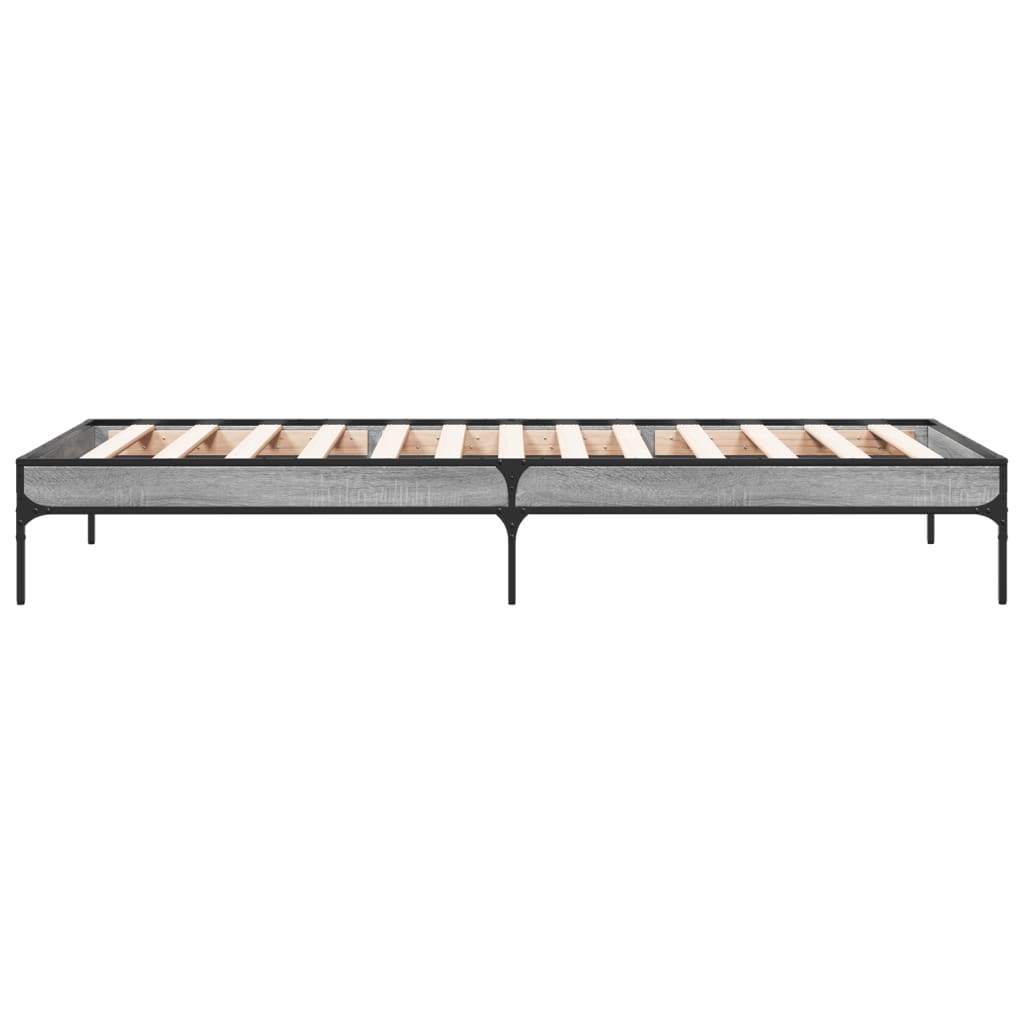 sengeramme 100x200 cm konstrueret træ og metal grå sonoma-eg
