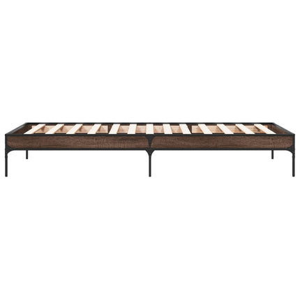 sengeramme 100x200 cm konstrueret træ og metal brunt egetræ