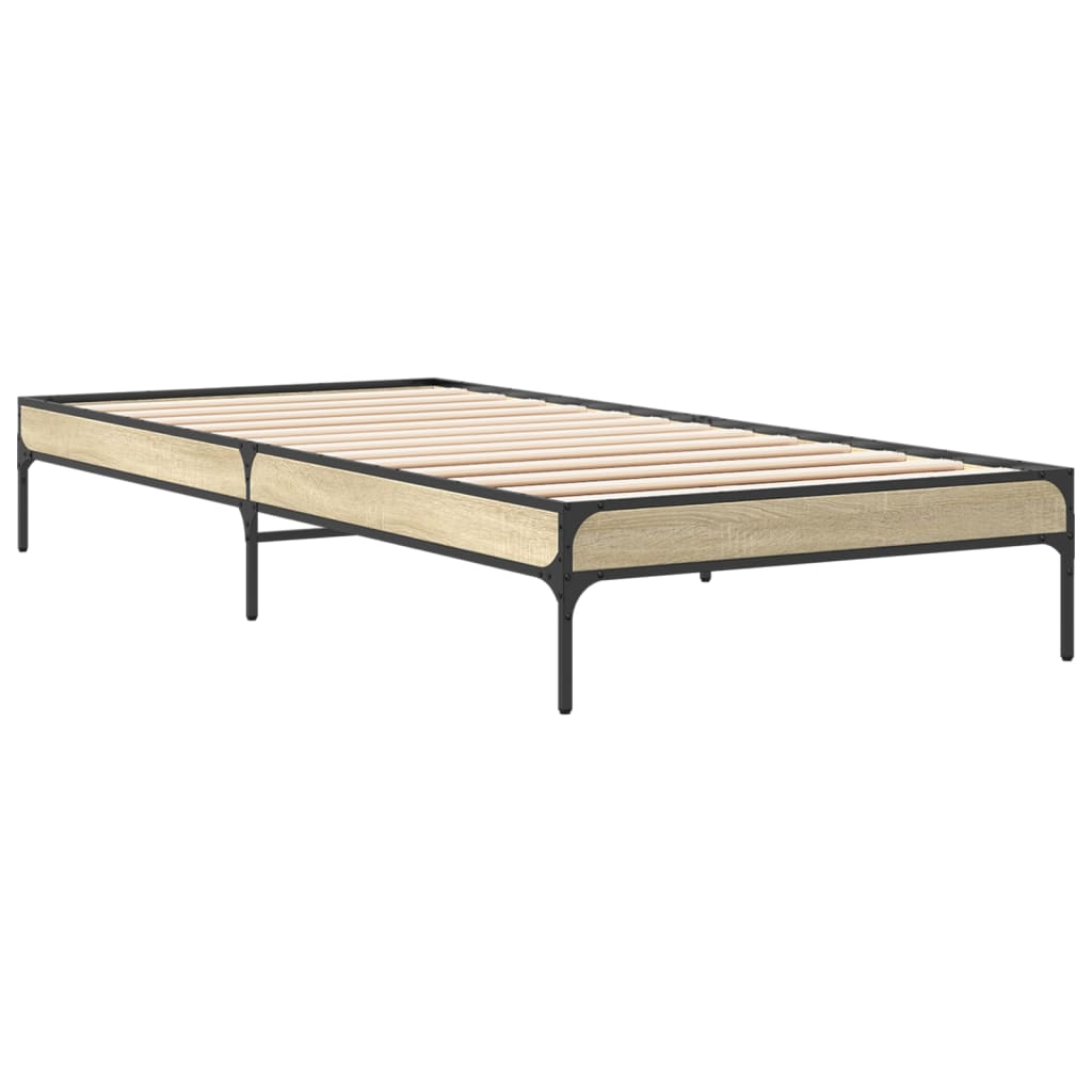 sengeramme 90x200 cm konstrueret træ og metal sonoma-eg