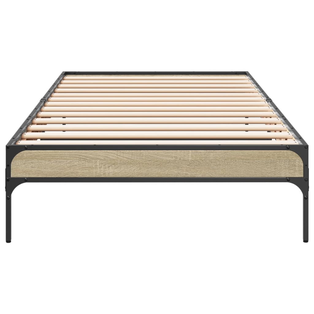 sengeramme 90x200 cm konstrueret træ og metal sonoma-eg