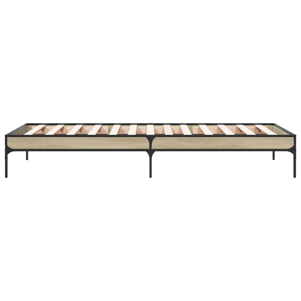 sengeramme 90x200 cm konstrueret træ og metal sonoma-eg