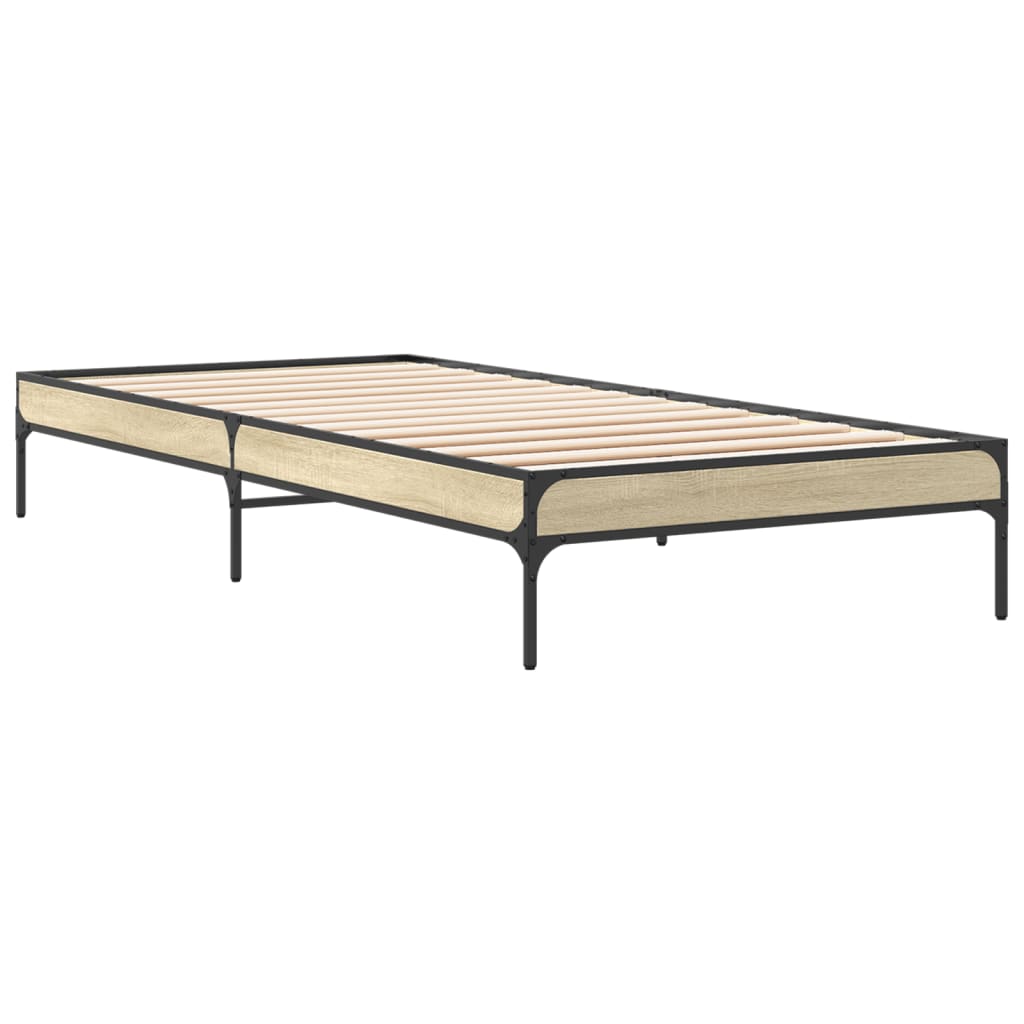 sengeramme 90x200 cm konstrueret træ og metal sonoma-eg