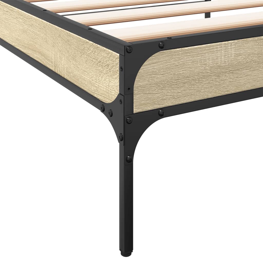 sengeramme 90x200 cm konstrueret træ og metal sonoma-eg