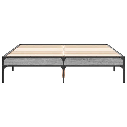 sengestel 140x190 cm konstrueret træ og metal grå sonoma-eg
