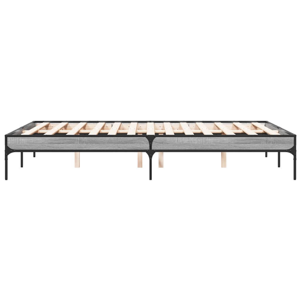 sengestel 140x190 cm konstrueret træ og metal grå sonoma-eg