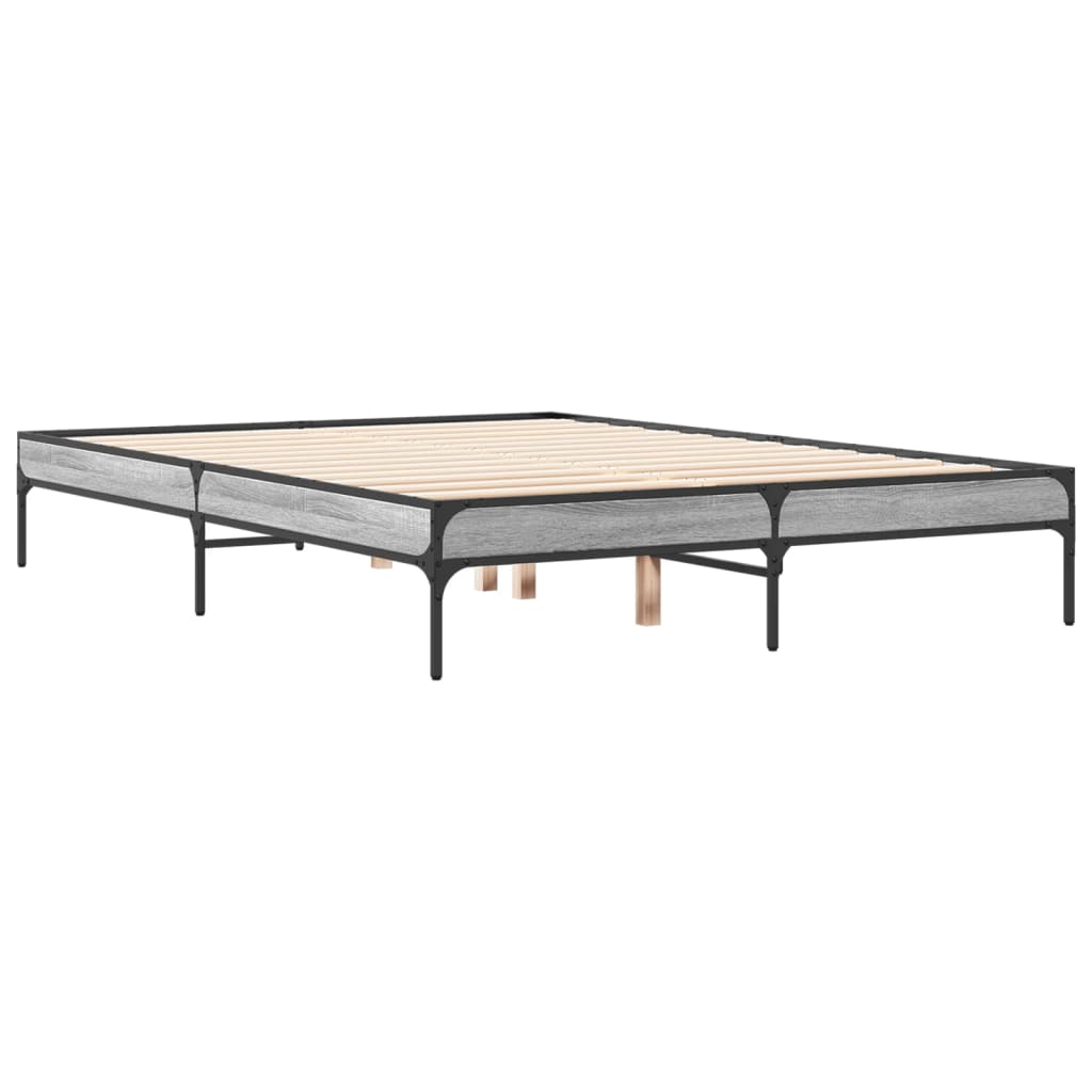 sengestel 140x190 cm konstrueret træ og metal grå sonoma-eg