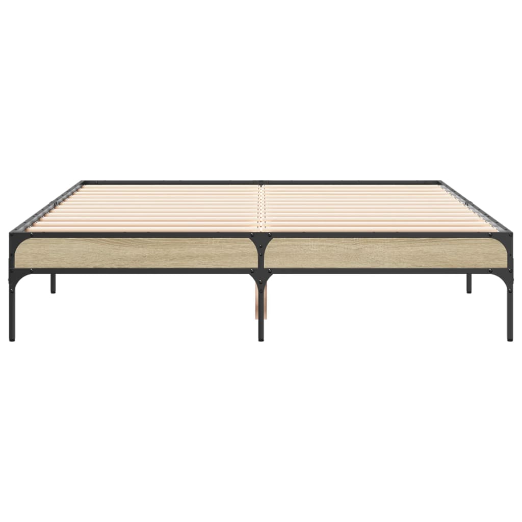 sengestel 135x190 cm konstrueret træ og metal sonoma-eg
