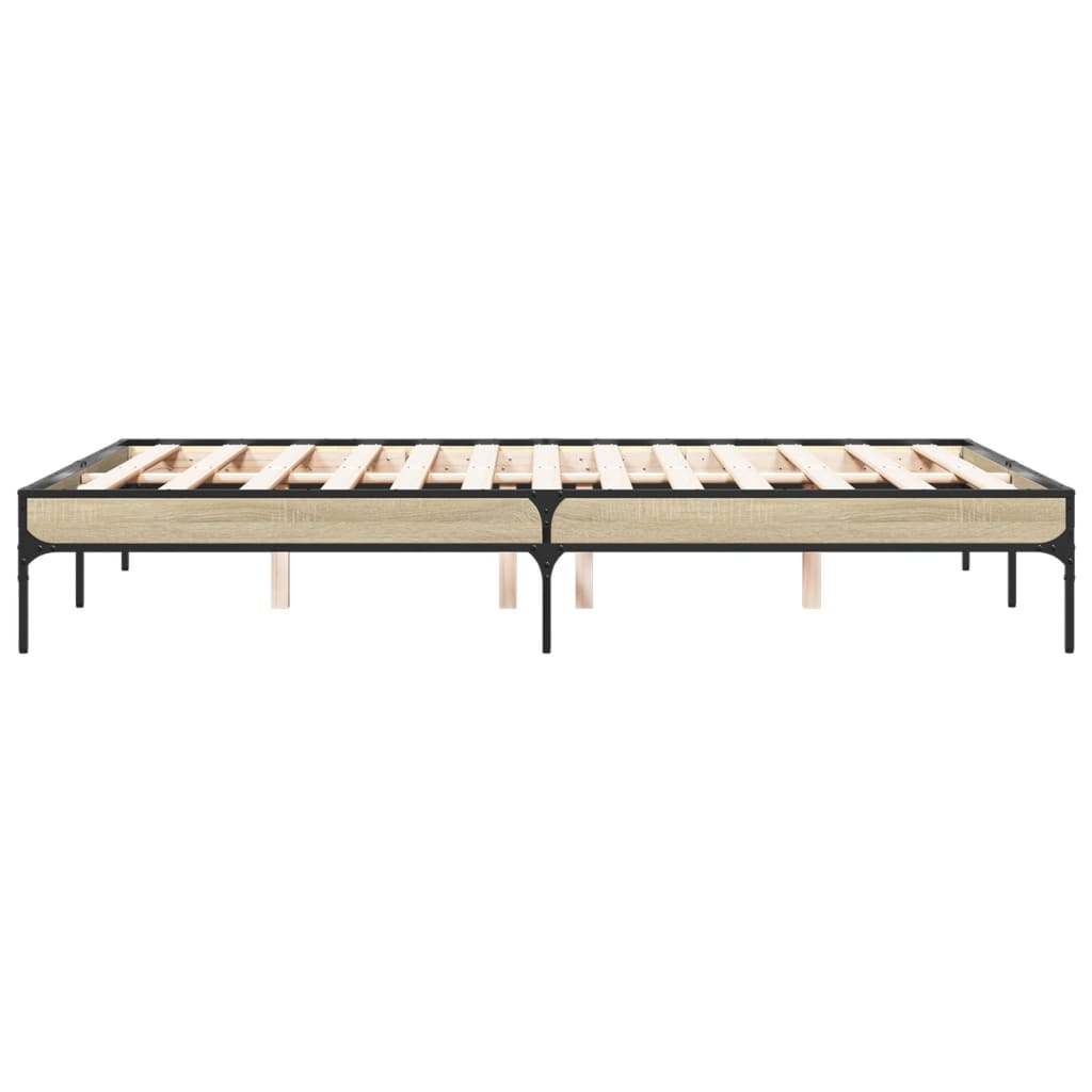 sengestel 135x190 cm konstrueret træ og metal sonoma-eg