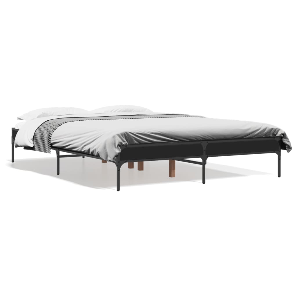 sengestel 120x190 cm konstrueret træ og metal sort