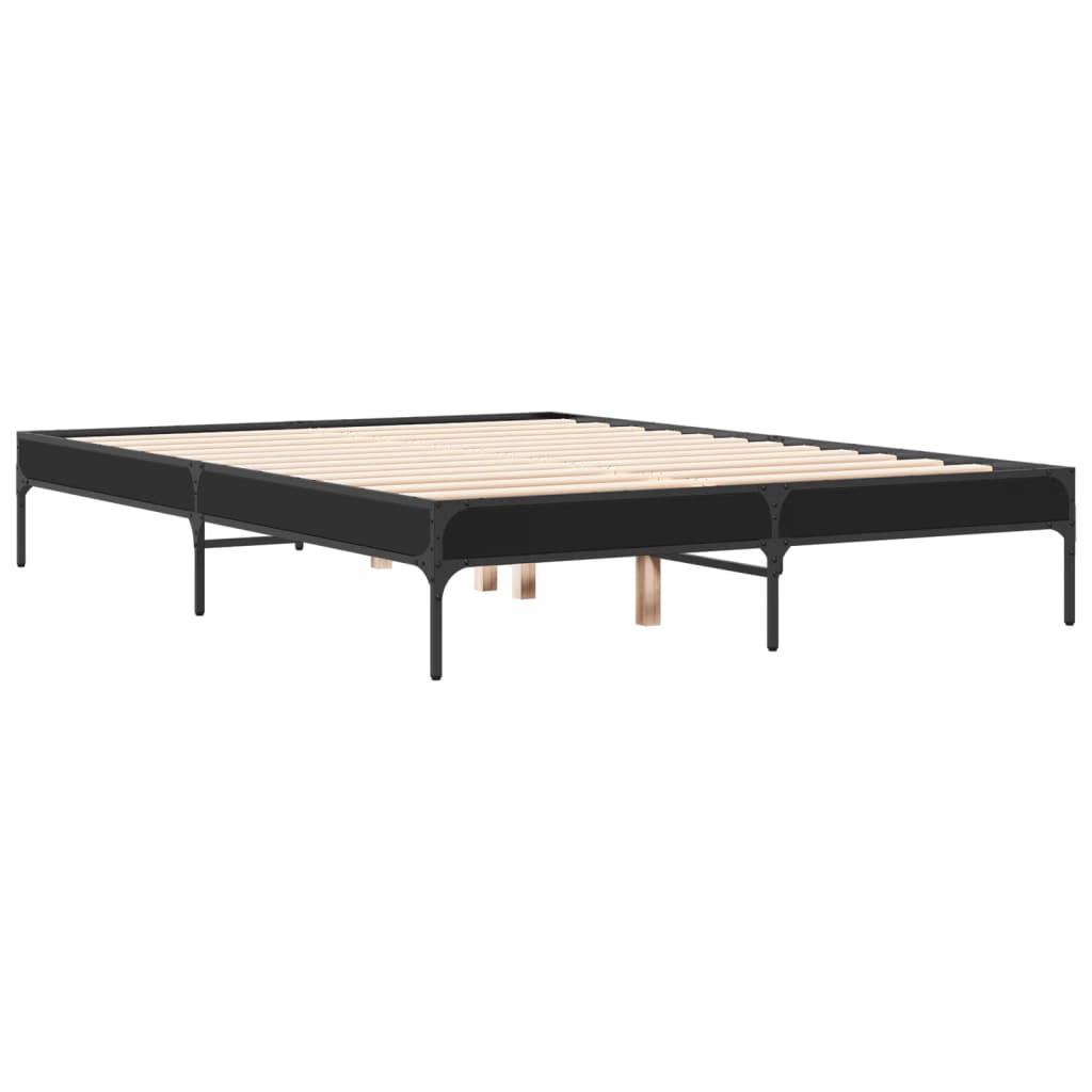 sengestel 120x190 cm konstrueret træ og metal sort