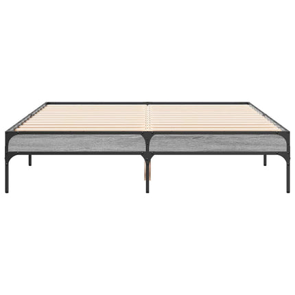sengestel 120x190 cm konstrueret træ og metal grå sonoma-eg