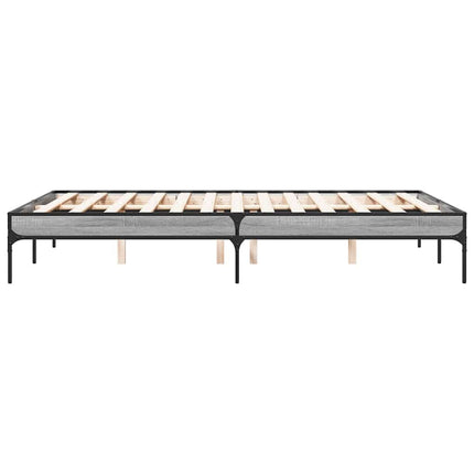 sengestel 120x190 cm konstrueret træ og metal grå sonoma-eg