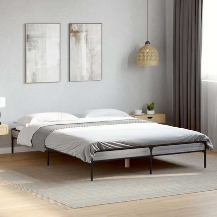 sengestel 120x190 cm konstrueret træ og metal grå sonoma-eg
