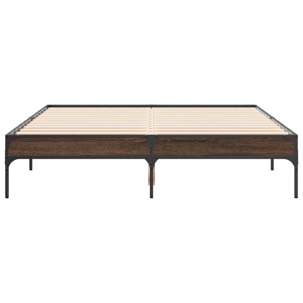 sengestel 120x190 cm konstrueret træ og metal brun egetræsfarve