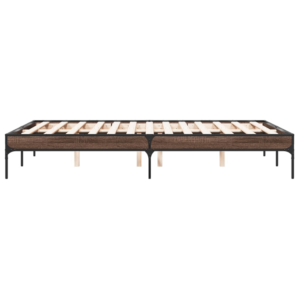 sengestel 120x190 cm konstrueret træ og metal brun egetræsfarve