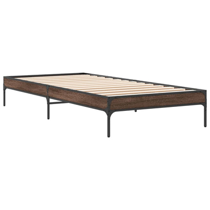sengeramme 90x190 cm konstrueret træ og metal brun egetræsfarve