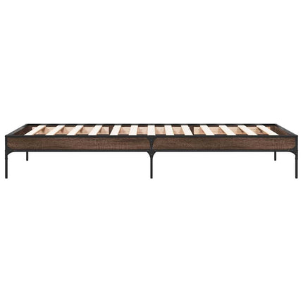 sengeramme 75x190 cm konstrueret træ og metal brun egetræsfarve