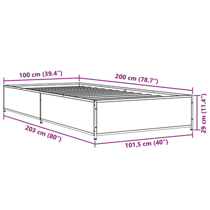 sengeramme 100x200 cm konstrueret træ og metal sort