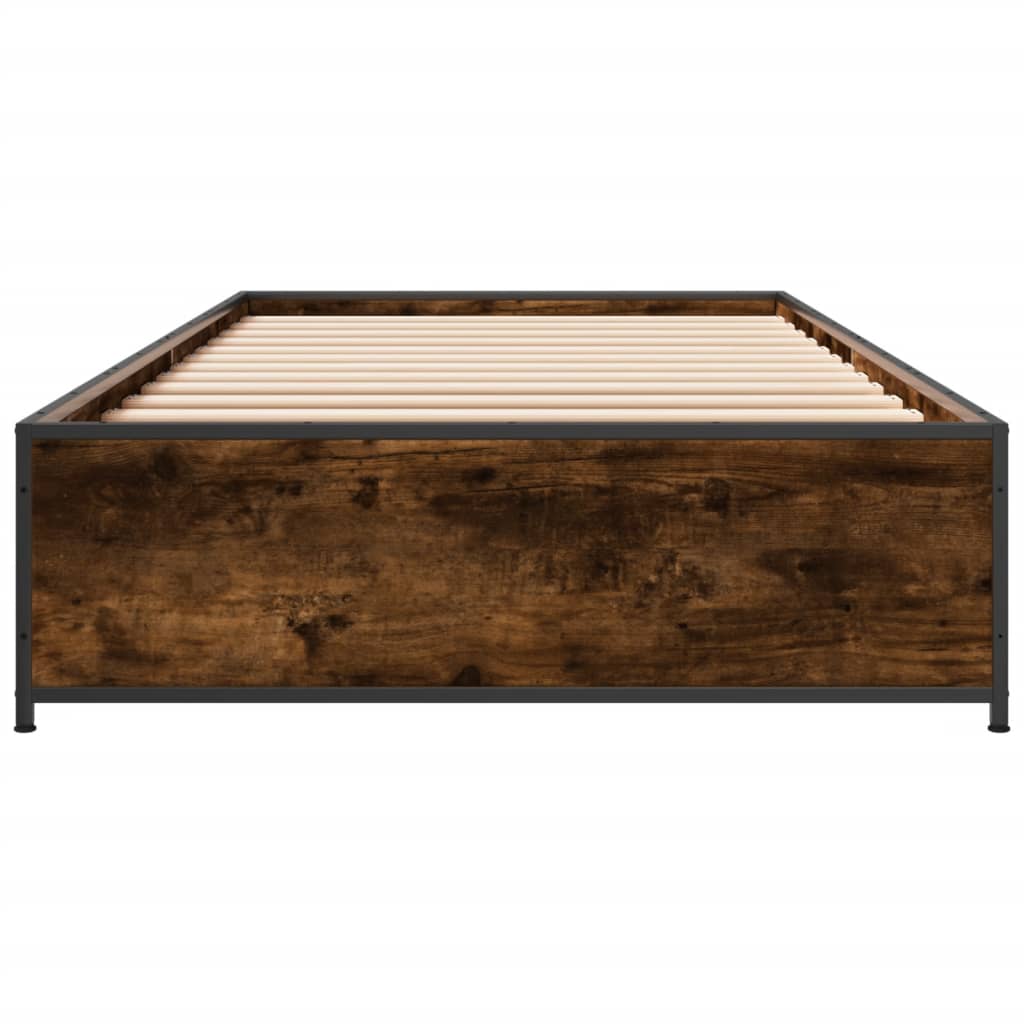 sengeramme 100x200 cm konstrueret træ og metal røget eg