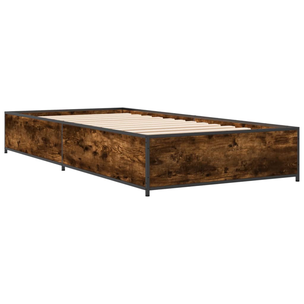 sengeramme 100x200 cm konstrueret træ og metal røget eg
