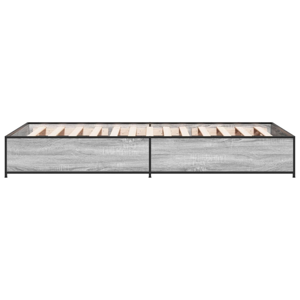 sengeramme 100x200 cm konstrueret træ og metal grå sonoma-eg
