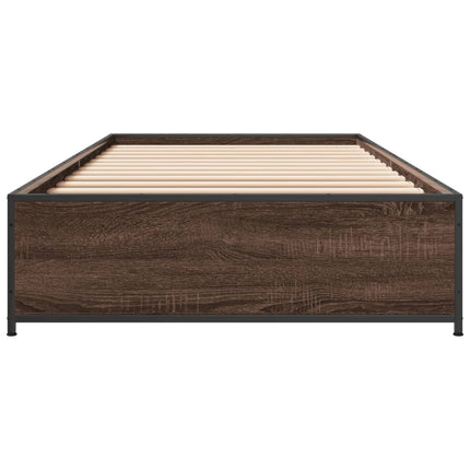 sengeramme 100x200 cm konstrueret træ og metal brunt egetræ