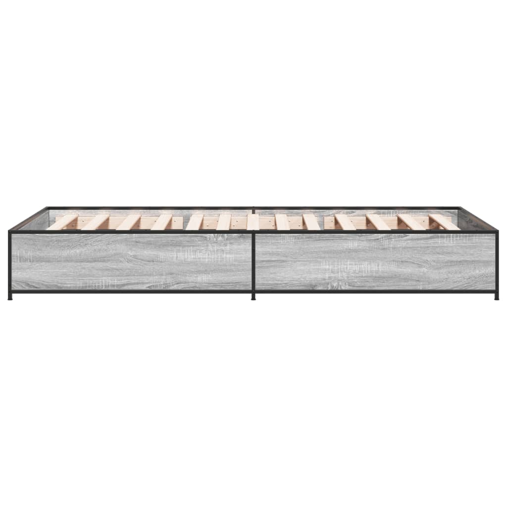 sengeramme 90x200 cm konstrueret træ og metal grå sonoma-eg