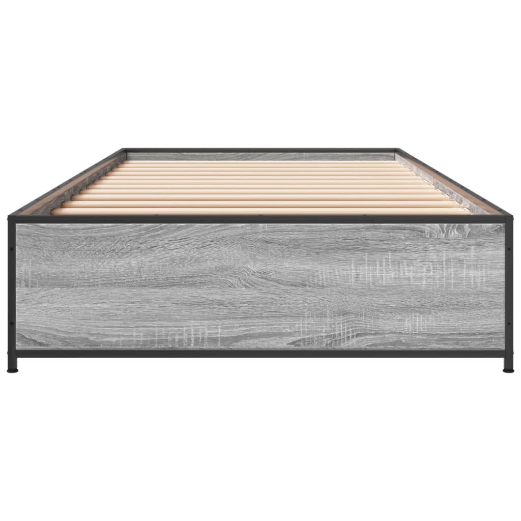 sengeramme 90x190 cm konstrueret træ og metal grå sonoma-eg
