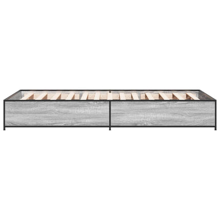 sengeramme 90x190 cm konstrueret træ og metal grå sonoma-eg