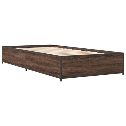 sengeramme 90x190 cm konstrueret træ og metal brun egetræsfarve