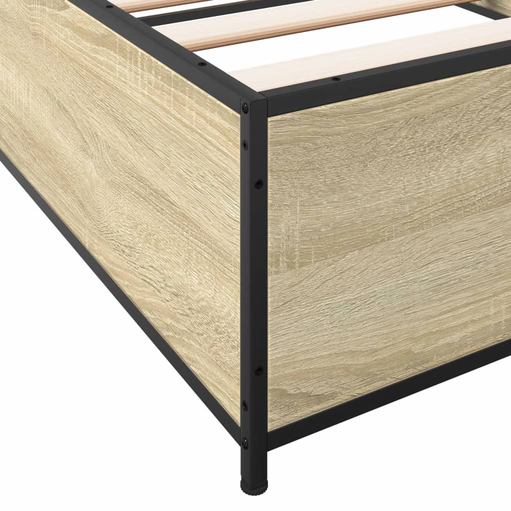 sengeramme 75x190 cm konstrueret træ og metal sonoma-eg