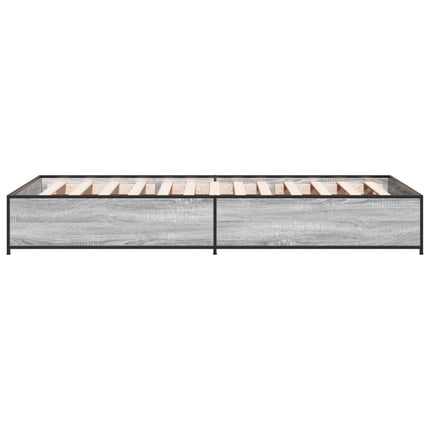 sengeramme 75x190 cm konstrueret træ og metal grå sonoma-eg