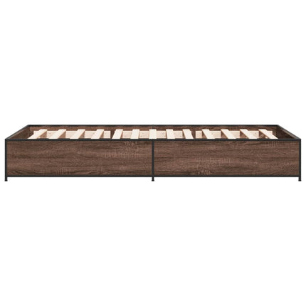 sengeramme 75x190 cm konstrueret træ og metal brun egetræsfarve