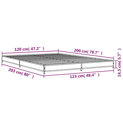 sengestel 120x200 cm konstrueret træ og metal sonoma-eg