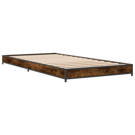 sengeramme 100x200 cm konstrueret træ og metal røget eg