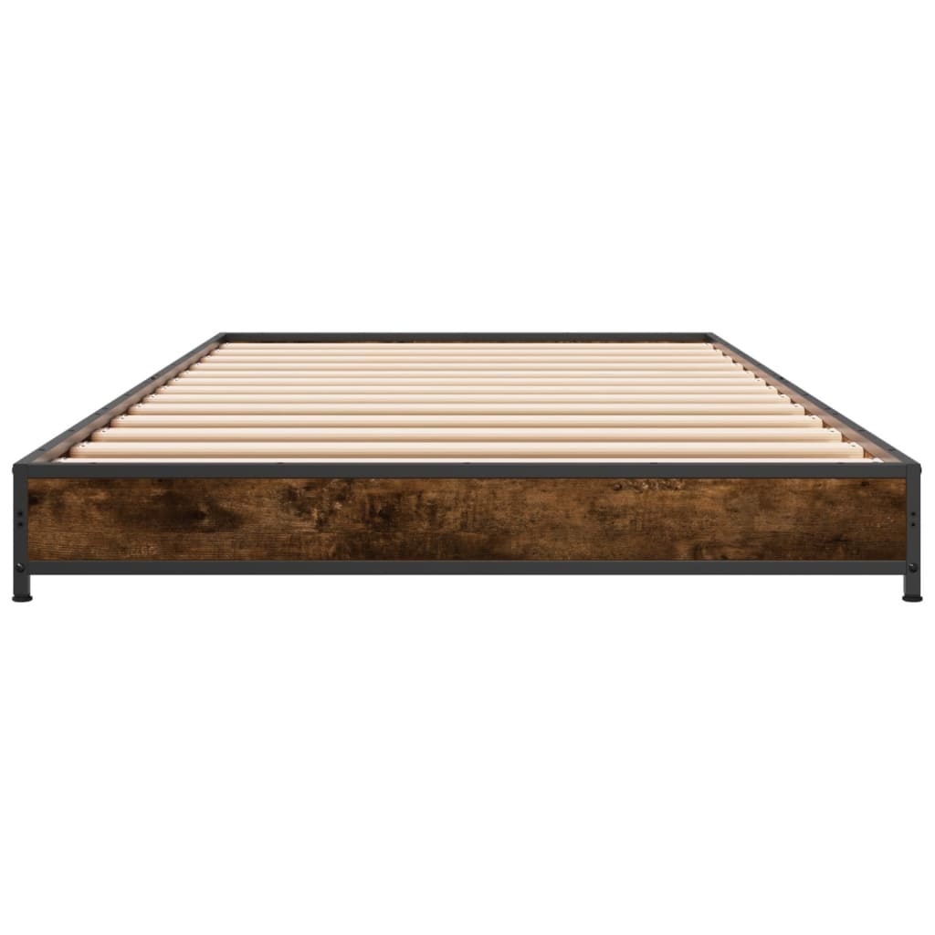 sengeramme 100x200 cm konstrueret træ og metal røget eg