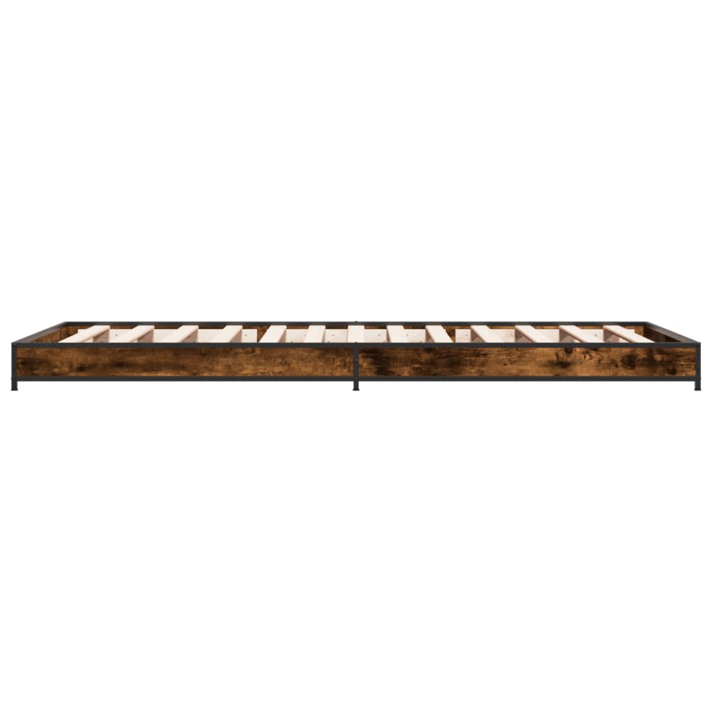sengeramme 100x200 cm konstrueret træ og metal røget eg