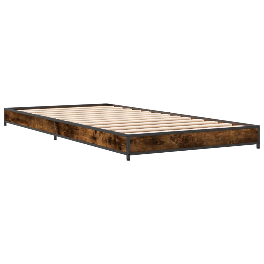 sengeramme 100x200 cm konstrueret træ og metal røget eg