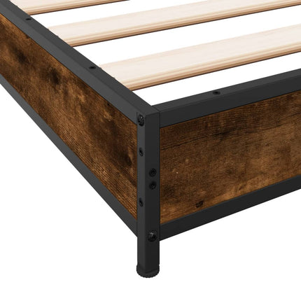 sengeramme 100x200 cm konstrueret træ og metal røget eg