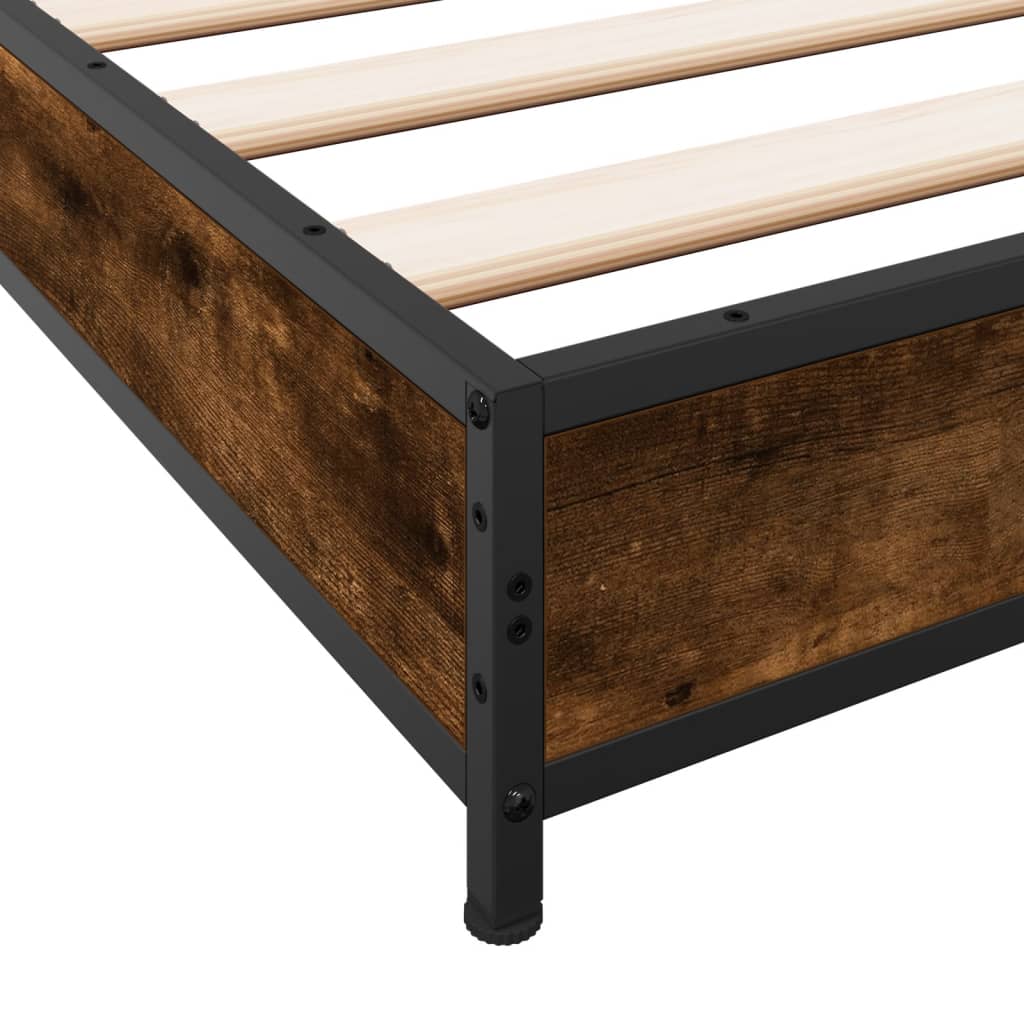 sengeramme 100x200 cm konstrueret træ og metal røget eg