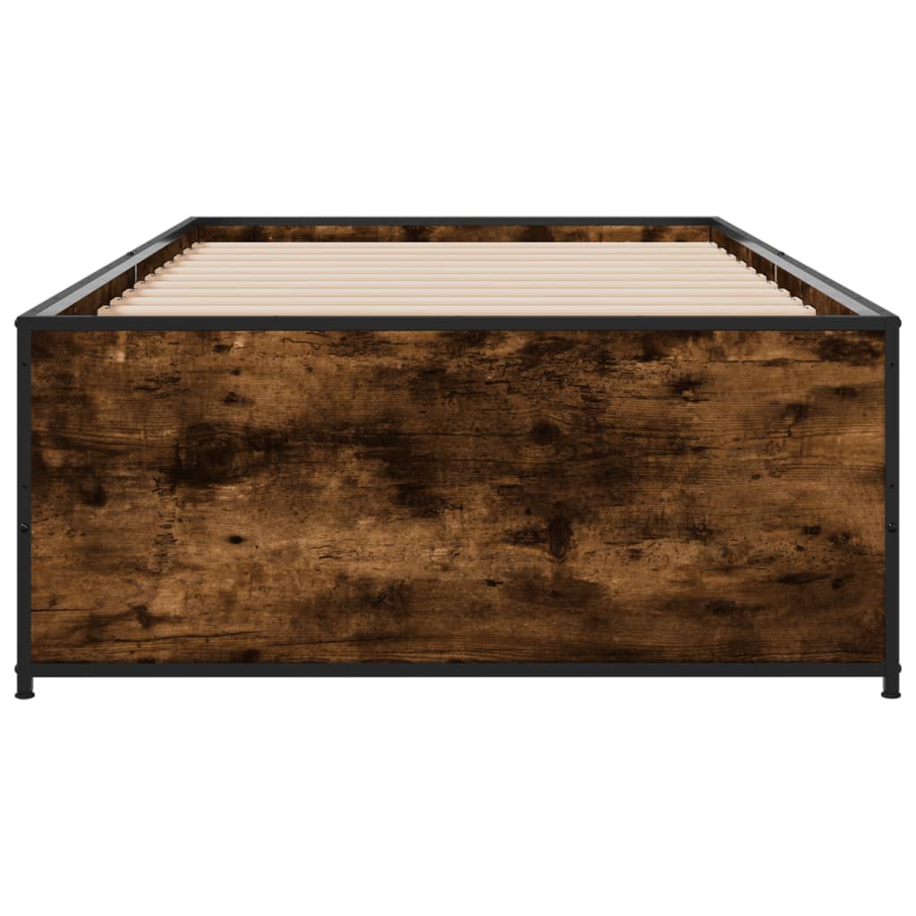 sengeramme 100x200 cm konstrueret træ og metal røget eg
