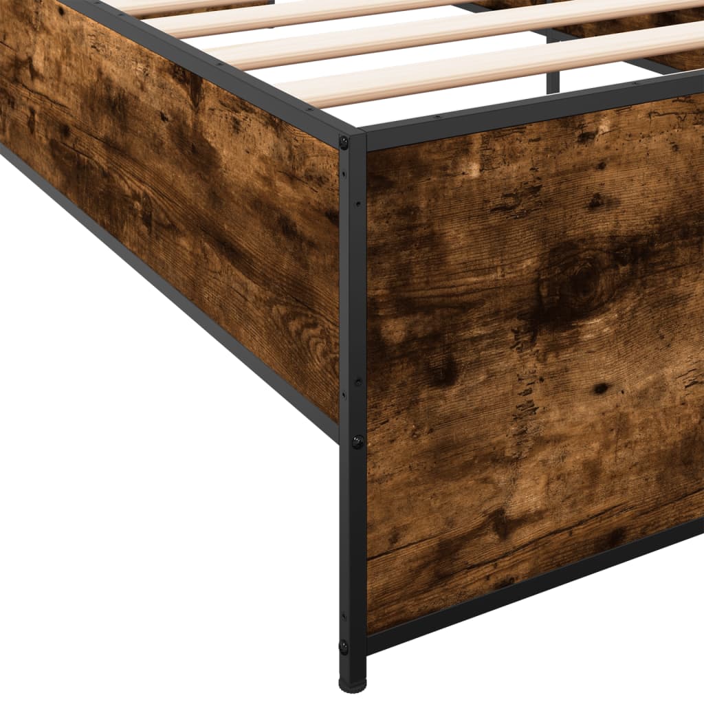 sengeramme 100x200 cm konstrueret træ og metal røget eg