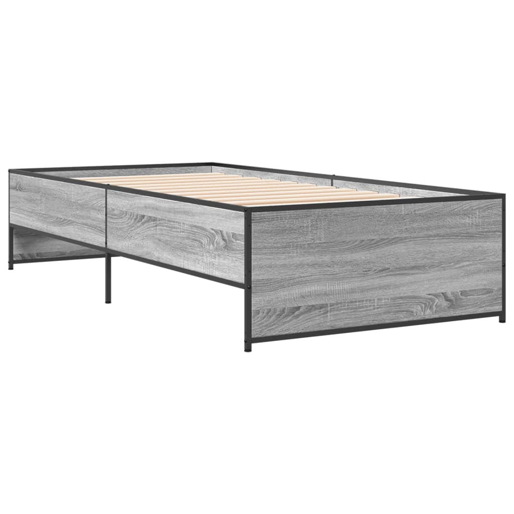 sengeramme 100x200 cm konstrueret træ og metal grå sonoma-eg